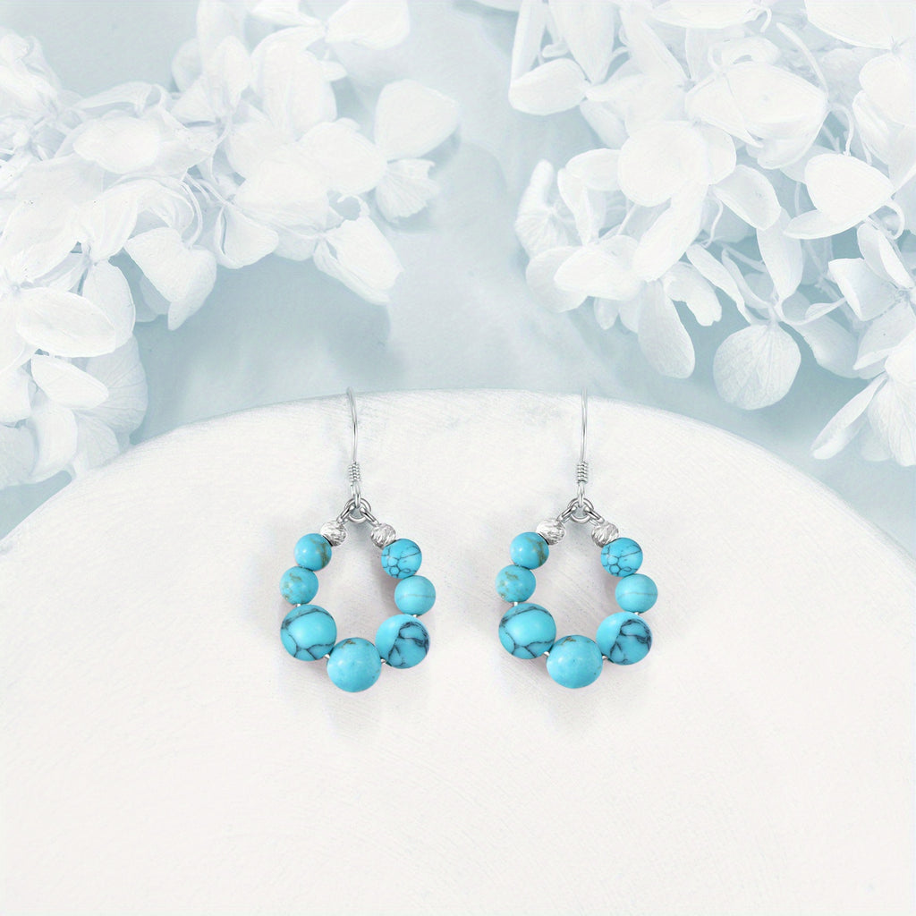 Turquoise Earrings 925 Sterling Silver Turquoise Dangle Leverback Earrings For Women Birthday Gifts Hypoallergenic