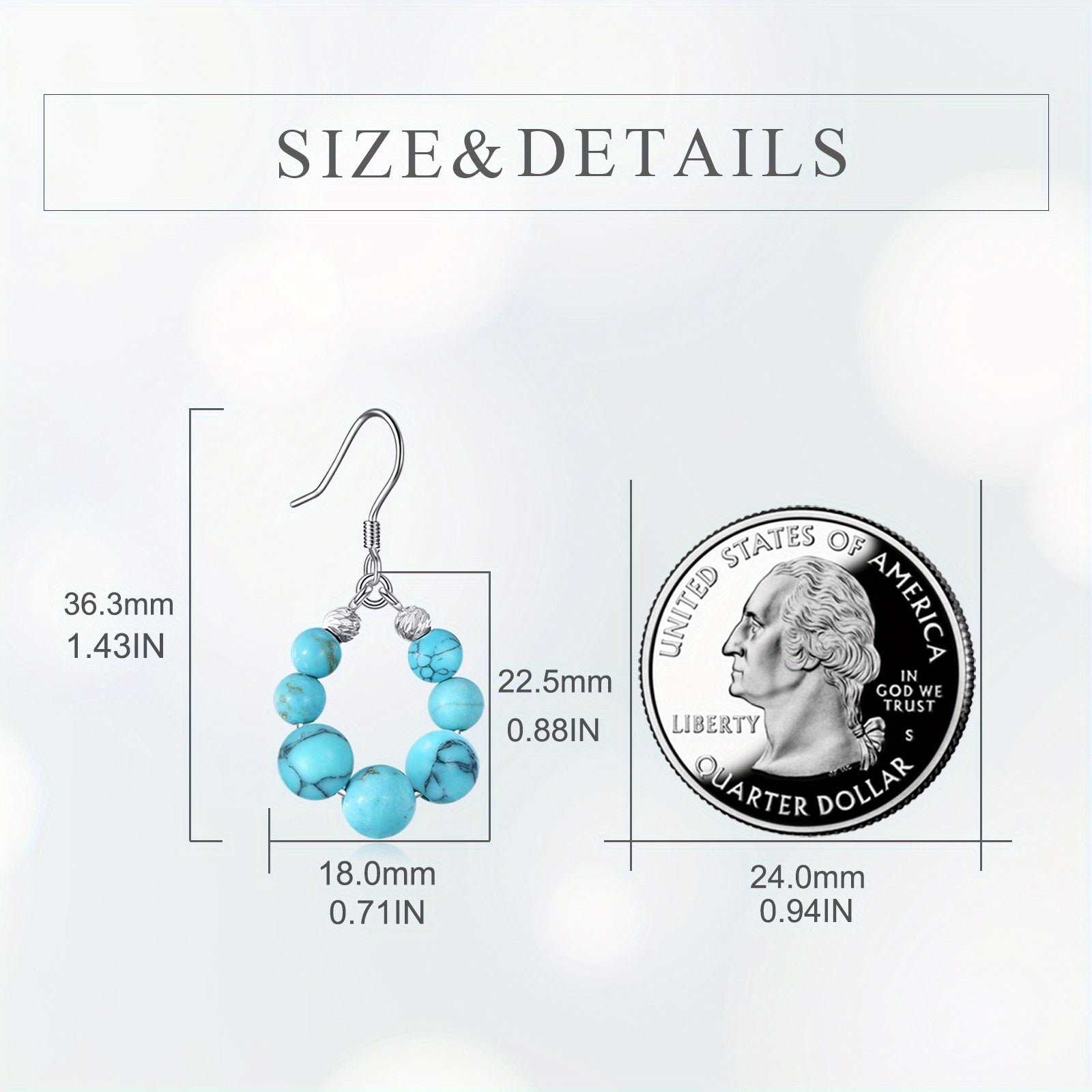 Turquoise Earrings 925 Sterling Silver Turquoise Dangle Leverback Earrings For Women Birthday Gifts Hypoallergenic
