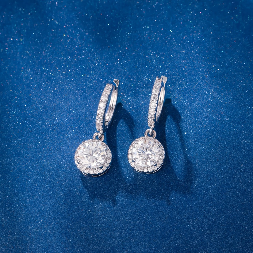925 Sterling Silver 32G Women'S round Eardrops Stud Earrings, Exquisite, Elegant, Fashion and Trend, Perfect Gift for Birthday, Festival and Anniversary, Including Exquisite Gift Box.