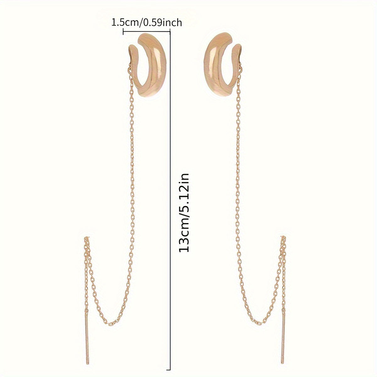 S925 Silver Minimalist Design Ear Cuff Chain Tassel Earrings for Women