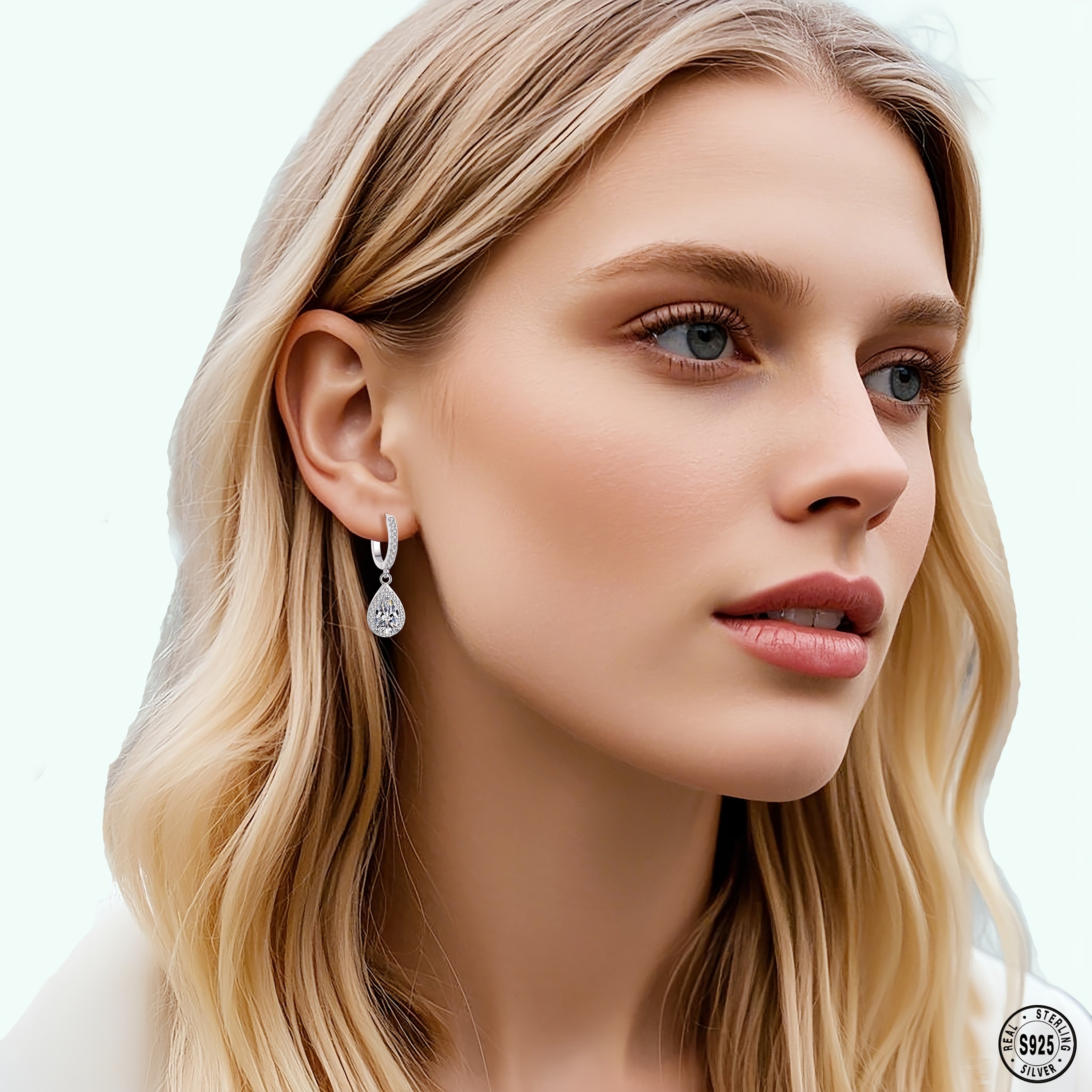 925 Sterling Silvery Earrings, Teardrop Moissanite Earrings, Simple And Elegant, Versatile for Daily Wear