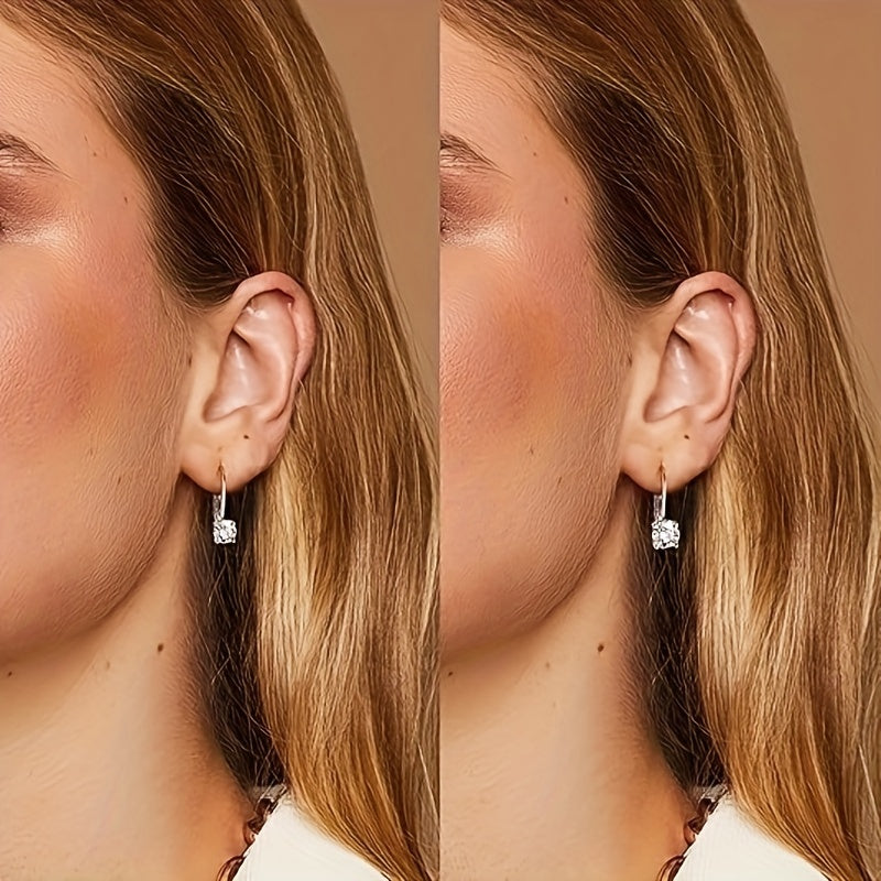 925 Sterling Silver Drop Earrings Moissanite Leverback Earrings, 1.0Ct-2.0Ct D Color Brilliant Round Cut Lab Created Moissanite Earrings, Weddings, Valentine'S Day, Halloween, Anniversaries, Various Holidays, Special Occasions, Fine Gift Boxes