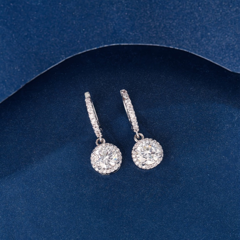 925 Sterling Silver 32G Women'S round Eardrops Stud Earrings, Exquisite, Elegant, Fashion and Trend, Perfect Gift for Birthday, Festival and Anniversary, Including Exquisite Gift Box.