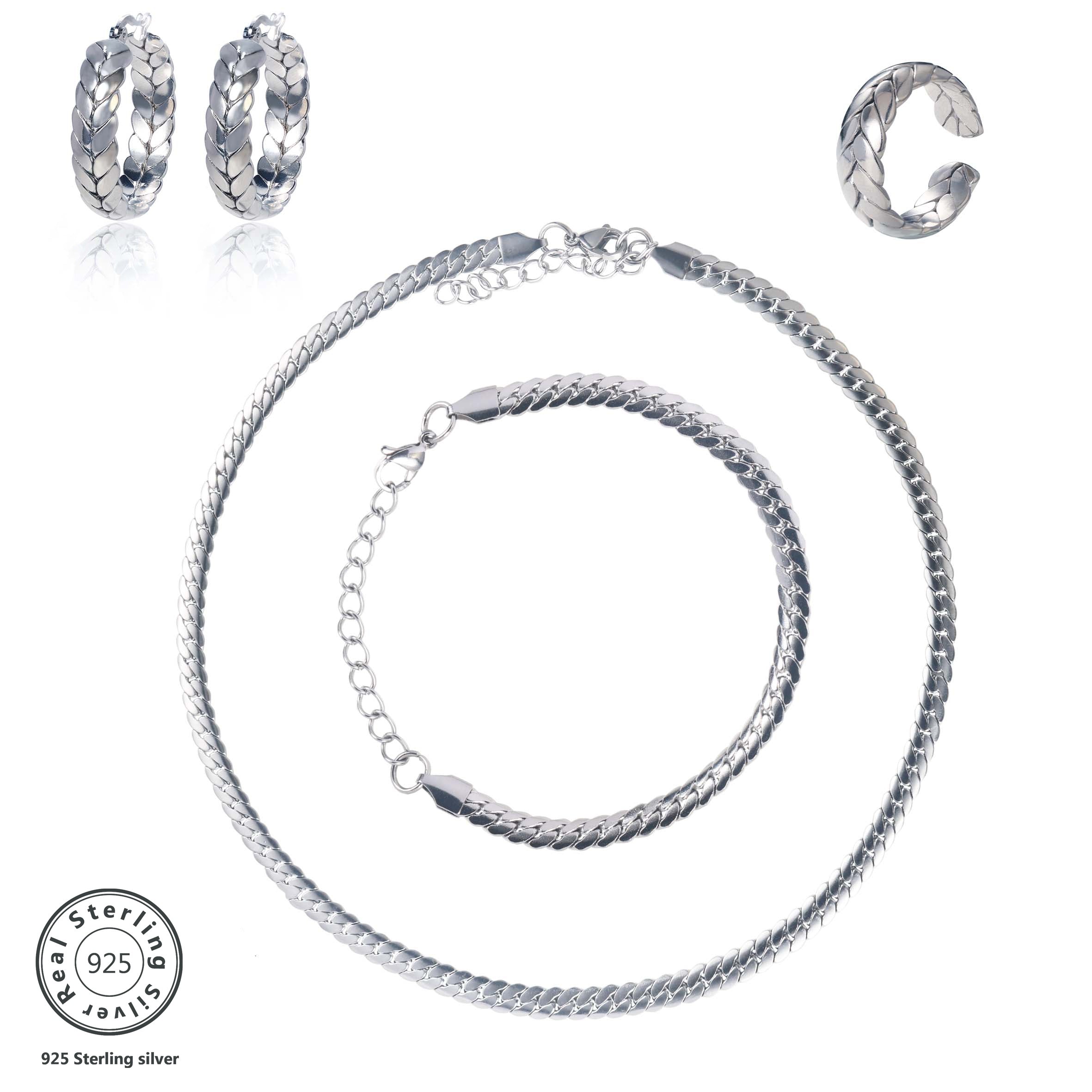 925 Sterling Silver 4pcs Set, Including Necklaces, Bracelets, Earrings And Rings, Luxurious Fashion, Noble And Elegant, Holiday Gifts Birthday Gifts Valentine Gifts Mother's Day Gifts, Gift Box.
