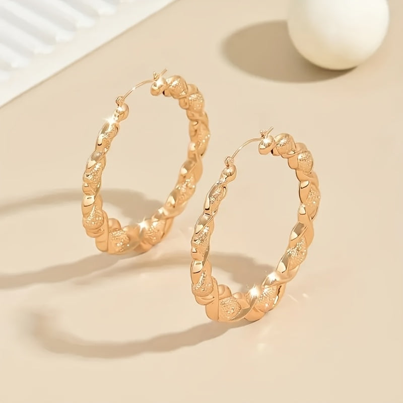 Bohemian Retro Large Circle Earrings, Exquisite Smooth Relief Pattern Beauty Women'S Pendant Earrings, Perfect Jewelry Gift For Mother'S Day, Valentine'S Day